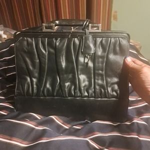 Vintage Black Leather Medical Bag/purse with Secret Locked Compartment